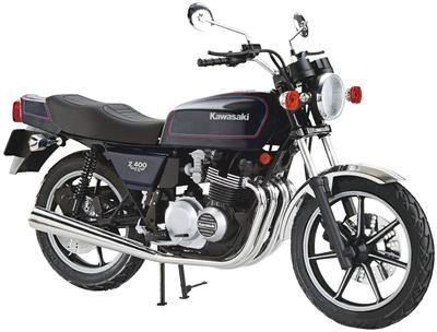 Aoshima Bunka Kyozaisha The Bike Series Kawasaki KZ400E Z400FX 1979 года, пластиковая модель 1/12 № 34