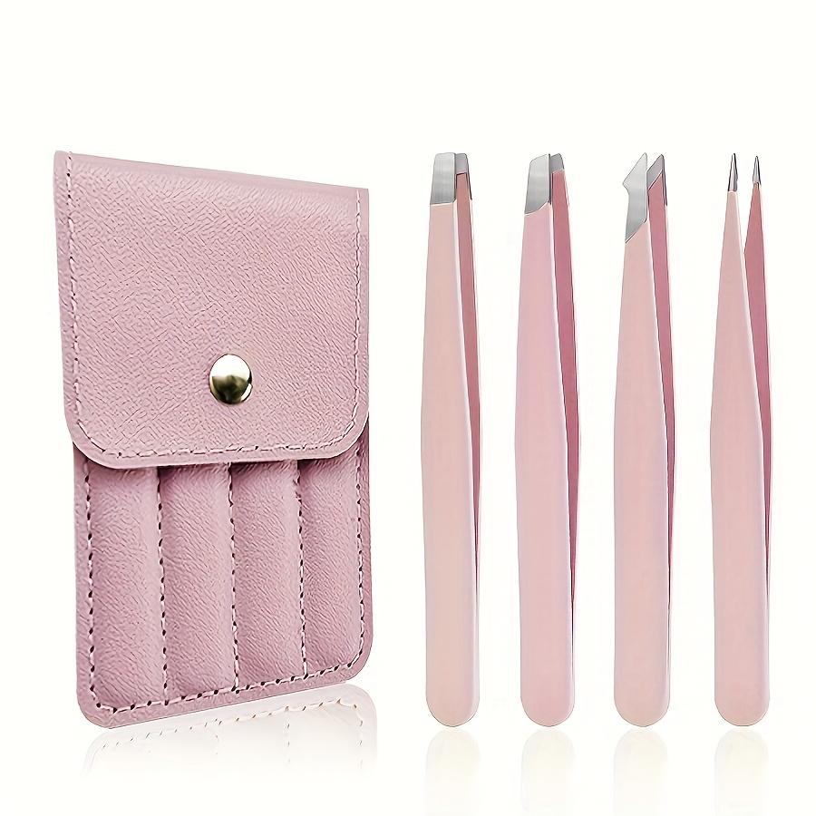 4pcs Stainless Steel Eyebrow Tweezers Purple Set Makeup Tools for Eyelash Removal Durable and Rust-Proof and Easy To Clean Suita