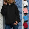 Fashion Women's Casual Loose Solid Color Long Sleeve Hooded Pullover Sweater Top