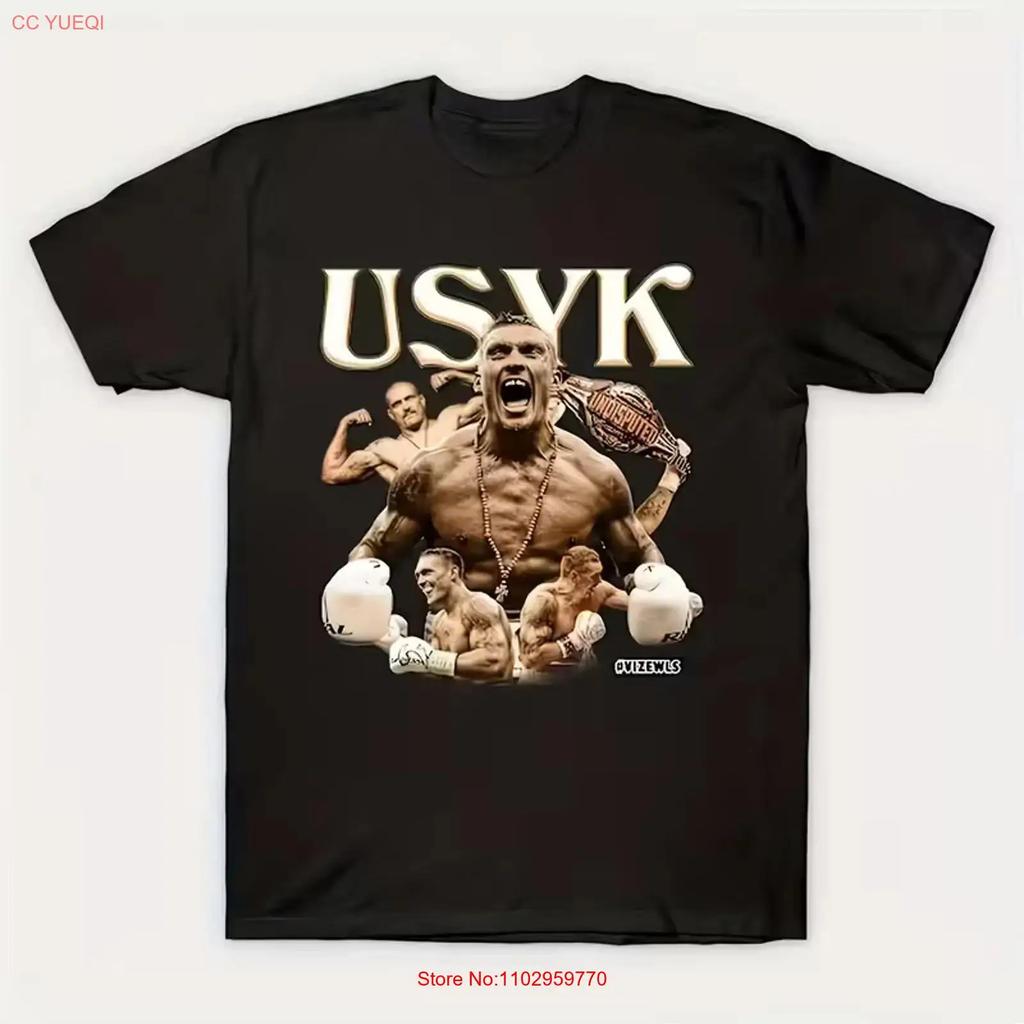 Мужская футболка для бокса USYK Heavyweight Черная с золотой надписью US винтажная стираная мода для мужчин Универсальная унисекс