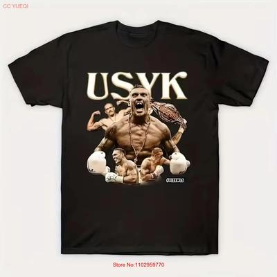 Мужская футболка для бокса USYK Heavyweight Черная с золотой надписью US винтажная стираная мода для мужчин Универсальная унисекс