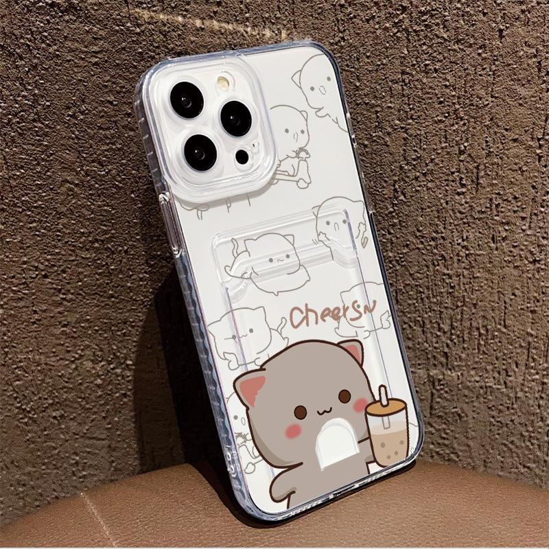 Силиконовый чехол-карман для карт для Xiaomi Redmi Note 14 13 Samsung A54 A24 A34 Oppo A38 A58 A78 IPhone 14 15 16 Прозрачный бампер для телефона