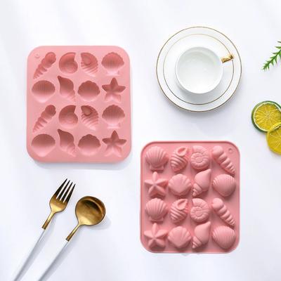 Силиконовая форма для шоколада, 16 ячеек, ракушка, морская звезда, формы для самостоятельного приготовления конфет, пудинга, льда, решетка, форма для торта, антипригарное покрытие, многоразовые формы для выпечки