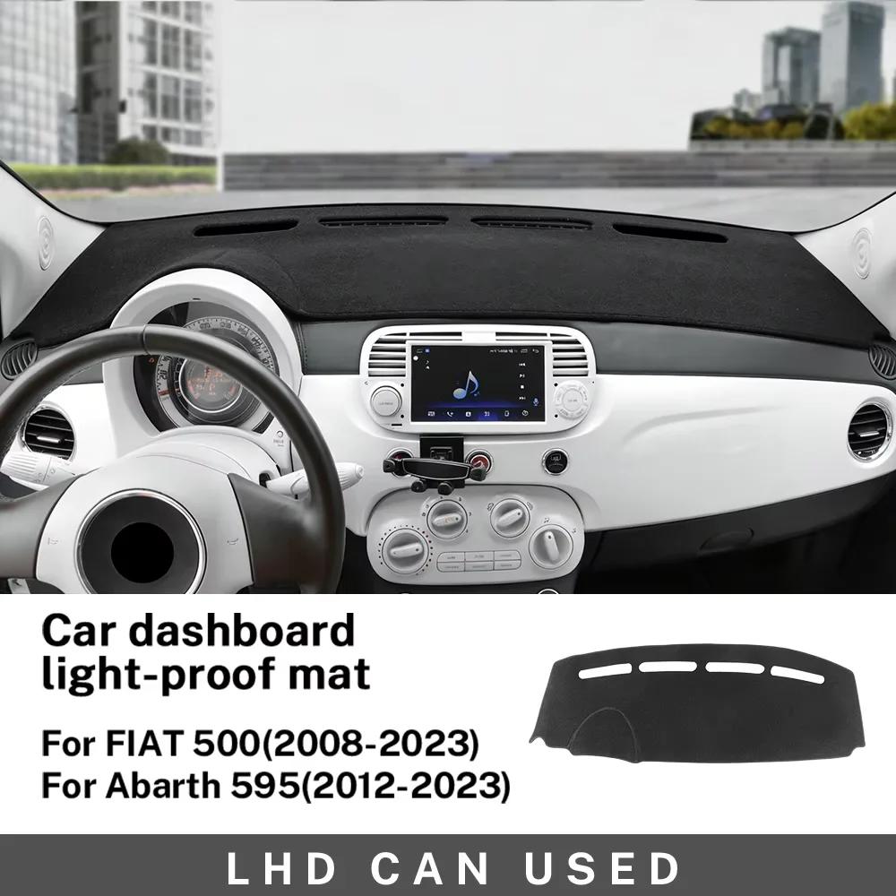 For Fiat 500 2008-2023 Abarth 595 2012-2023 LHD RHD Flannel Dashmat Dashboard Sunshade Carpet Pad Interior Decor Parts