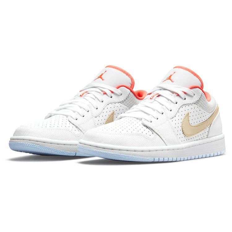 Air Jordan 1 Low SE White Sesame женские кроссовки Flash-Crimson Psychic-Blue DC9509-100