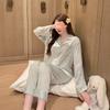 Новая летняя пижама высокого класса из сатина haute couture женский костюм для дома из ледяного шелка весенний и осенний с длинным рукавом тонкий