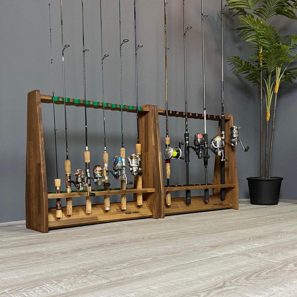 WOOD WORKS Сделано в Японии Подставка для 19 удилищ с обеих сторон Корпус Войлок [Коричневый] [Черный]