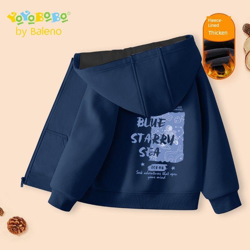 Baleno Kids Серия Ybb Детская куртка Осень и Зима Детский кардиган с капюшоном на флисовой подкладке Верхняя одежда для мальчиков
