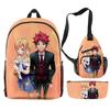Классический Новинка Food Wars Shokugeki No Soma 3D Печать 3 шт./Набор ученик Школьные Сумки Дорожный Рюкзак для Ноутбука Сумка на Грудь Пенал