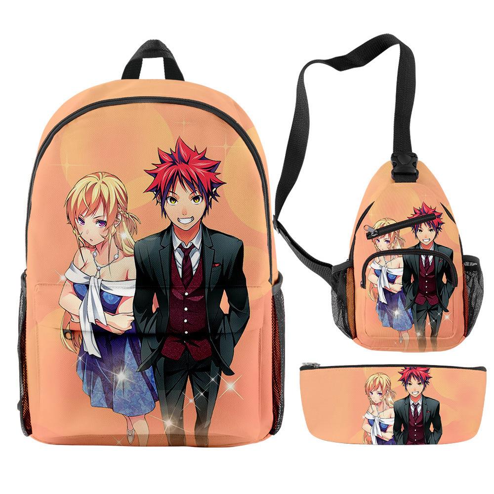 Классический Новинка Food Wars Shokugeki No Soma 3D Печать 3 шт./Набор ученик Школьные Сумки Дорожный Рюкзак для Ноутбука Сумка на Грудь Пенал