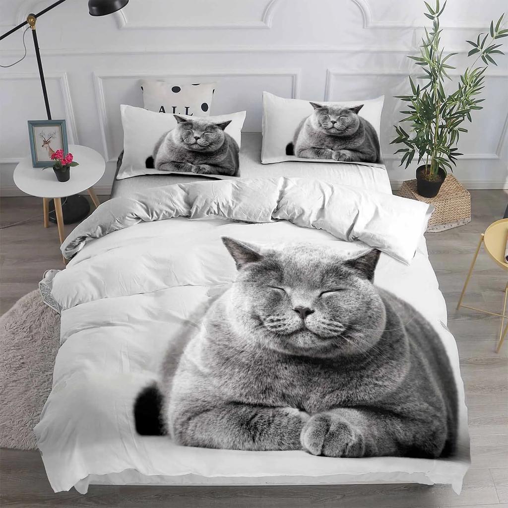 Cartoon Pet Cat Bedding Set Adults Children Winter Duvet Cover Sets Kids,twin Full Queen King Bedroom Set Home Housse De Couette