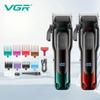 Новая электрическая машинка для стрижки волос VGR V-013 с текстурой металла, триммер для волос с градиентной доводкой, масляная головка, 6500 об/мин, умный цифровой светодиодный дисплей
