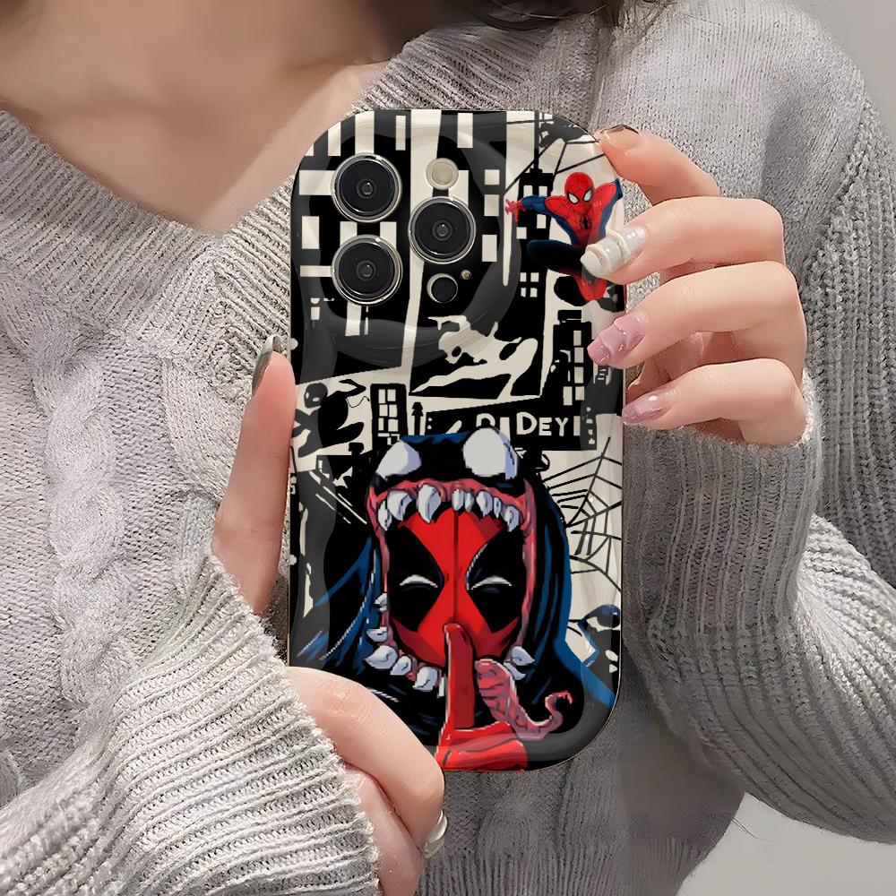 Funny D-Deadpools Phone Case for iPhone 17 Air 16 16e 15 14 Plus 13 12 11 Pro Max X Xs XR 8 3D Wave Soft Cover