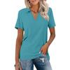 Женские футболки с короткими рукавами, летние рубашки с v-образным вырезом, повседневные базовые футболки с воротником, блузка