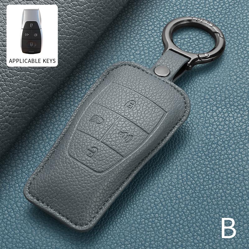 Кожаный чехол-брелок для автомобильного ключа для Baic Beijing Bj80 Bj20 Bj30 Bj40 Bj60 Bj90 F40 Eu5 Eu7 X7 U5Plus Senova X55 X65 D50 D70 Аксессуар