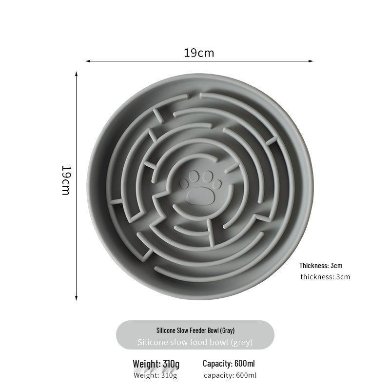 Dog Slow Feeder Bowl with Suction Cup, Non-slip, Easy-Clean Silicone Pet Bowl