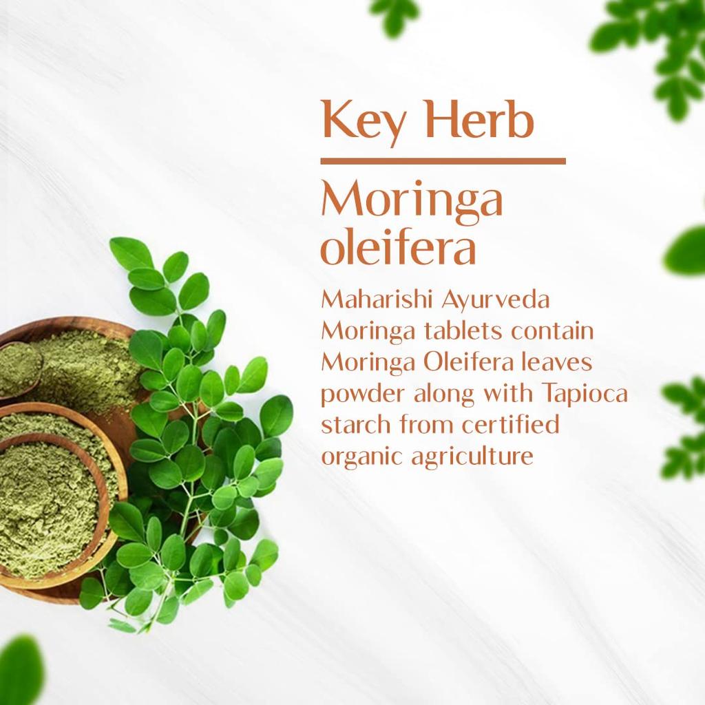Maharishi Ayurveda Органические таблетки Moringa 500 мг | Усилитель иммунитета | 100% органический | 60 таблеток X Упаковка из 2 штук