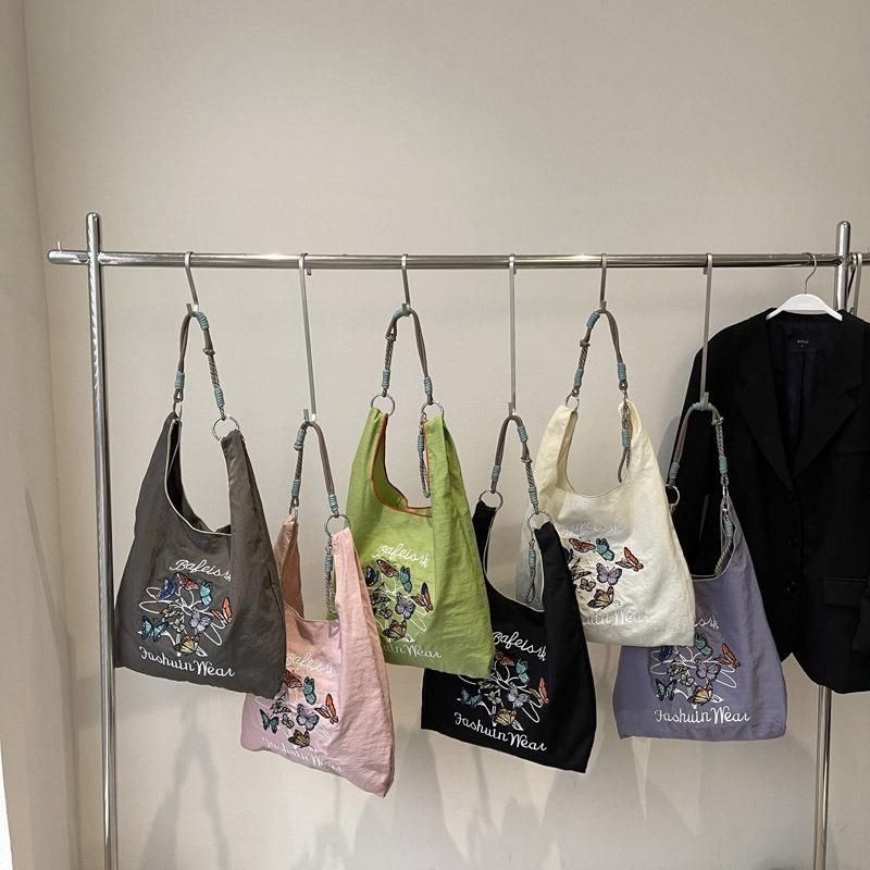 Вышитая сумка для покупок Новая экологичная сумка Мода для通勤 Универсальная сумка-тоут на плечо женская тканевая сумка