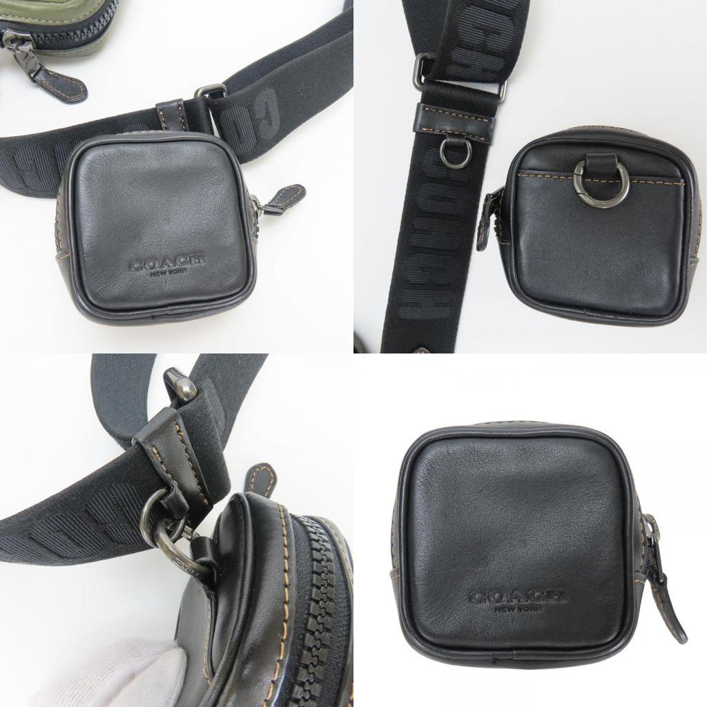 Used COACH Shoulder Bag Max Crossbody C9836 Nylon/leather Khaki Black