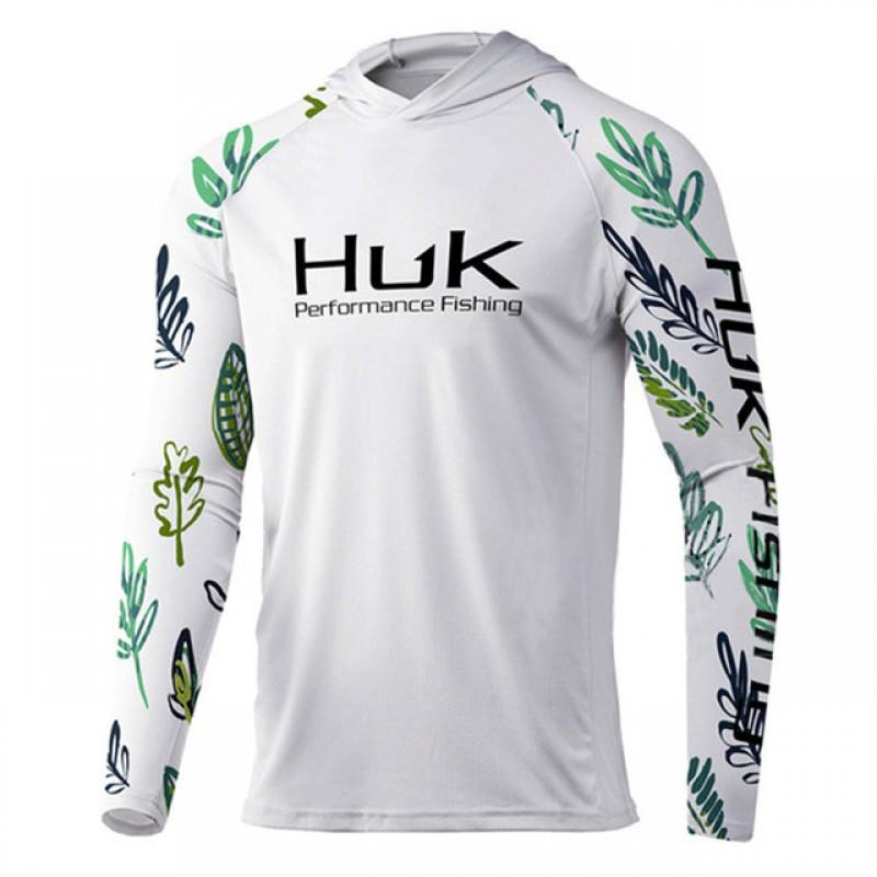 Mens Quick-Dry UV Protection Fishing Shirt With Hood Lightweight Breathable Outdoor Sport Long Sleeve Top