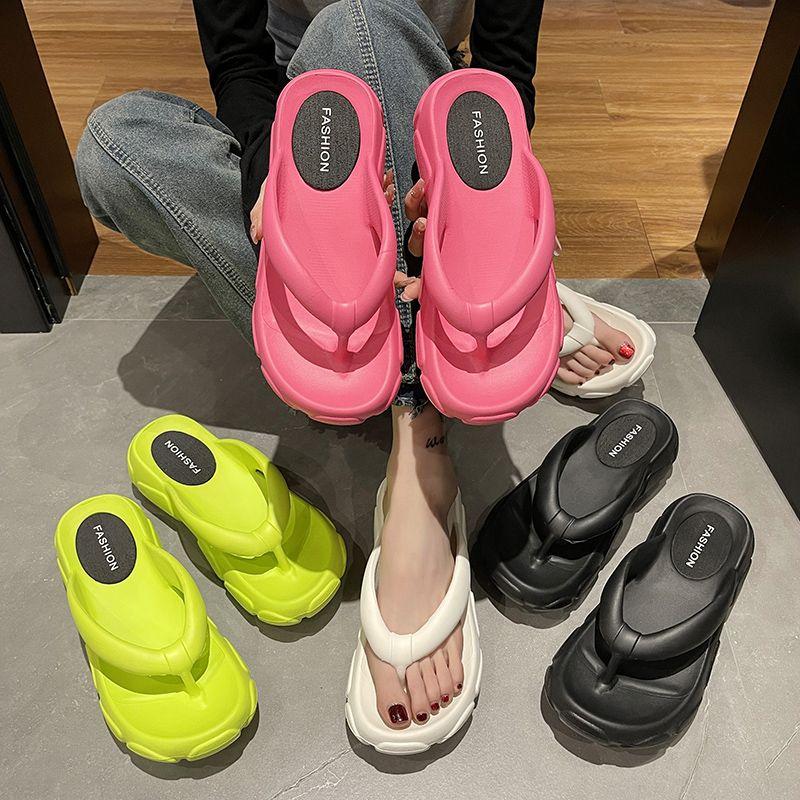 Женские тапочки и босоножки на каблуке, лето 2024, толстые шлепанцы, шлепанцы на платформе для пляжа, новый стиль 39, оптовая продажа