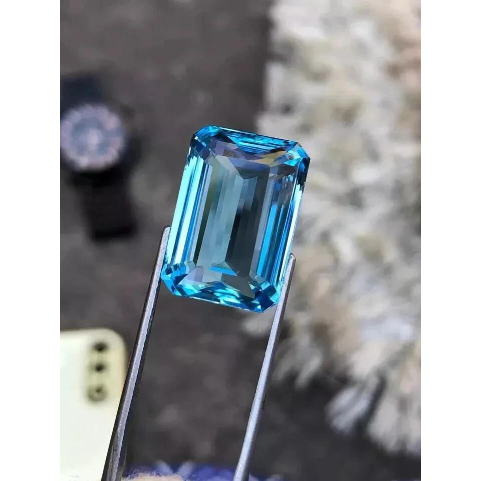 Rare Natural Santa Maria Blue Aquamarine Grade 11-13 Ct Emerald Cut Gemstone