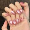 Glitter Press On Nails Short Almond Gel Glue On Cat Eye Nail Neutral Short Stiletto Fake Nails Acrylic Oval False Nails Manicure Kits for Women