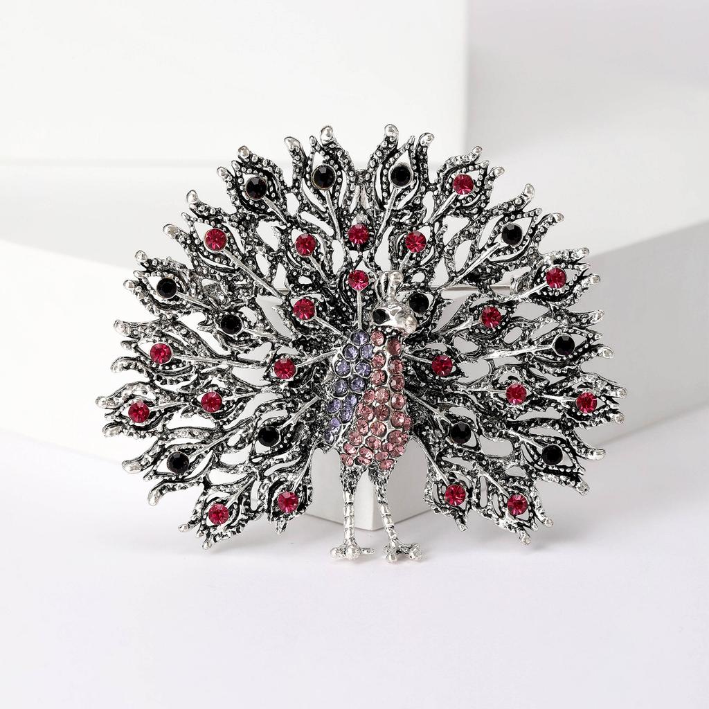 Stylish Retro Peacock Corsage Accessories, Peacock Screen Brooch, Creative Personalized Rhinestone Animal Pin