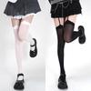 Women Suspender Wide-banded Velvet Tights Lolita Thin Thigh High Stockings with Garters College Style Over The Knee Socks