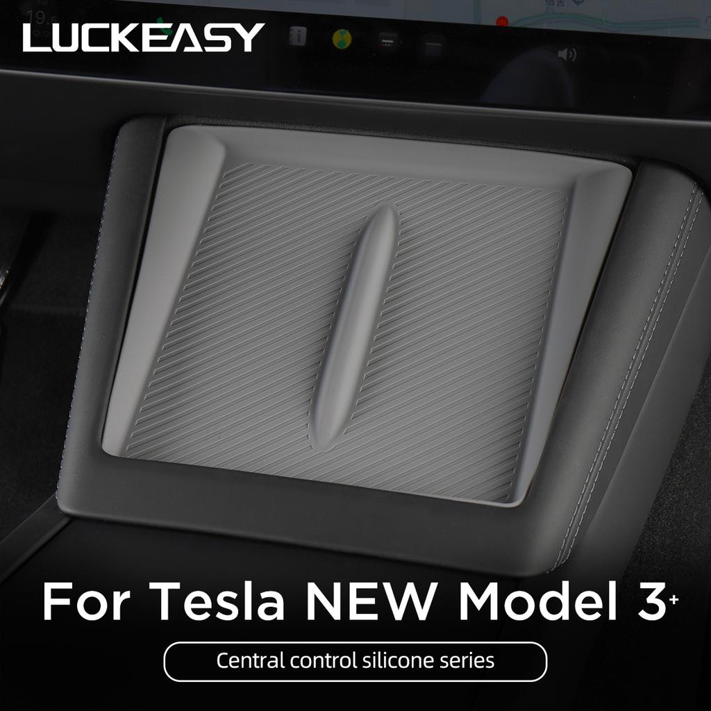 LUCKEASY for Tesla Model 3 Highland 2024 Wireless Charging Pad Central Control Armrest Box Non-slip Storage Mat 2023 Accessories