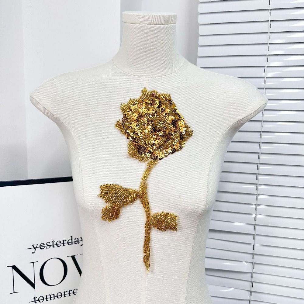 2PCS Handmade Sequin Rose Appliques Flower Clothing Applique Delicate Clothing Patches  Women