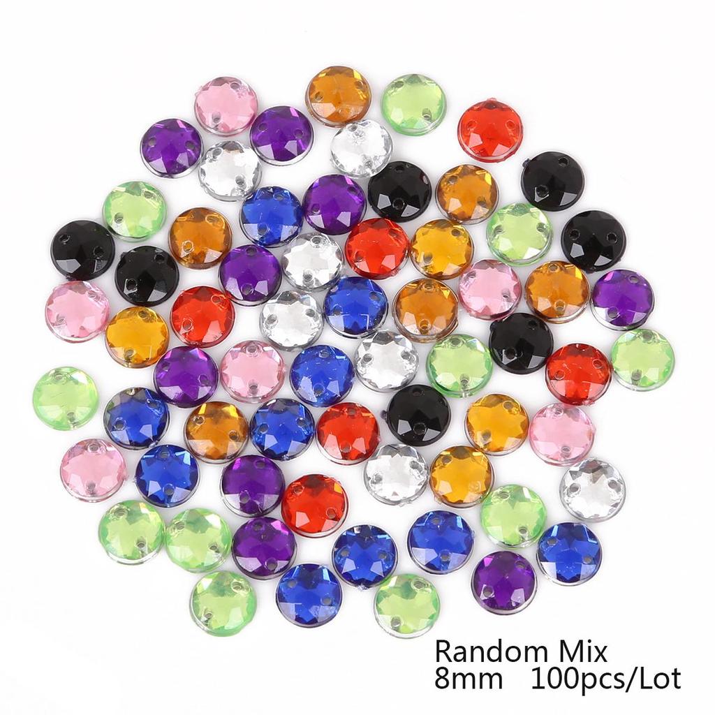 8/10/12mm Sewing Flatback Rhinestones Round Acrylic Beads Sew On Strass Crystal Stones For DIY Craft Scrapbook Decoration