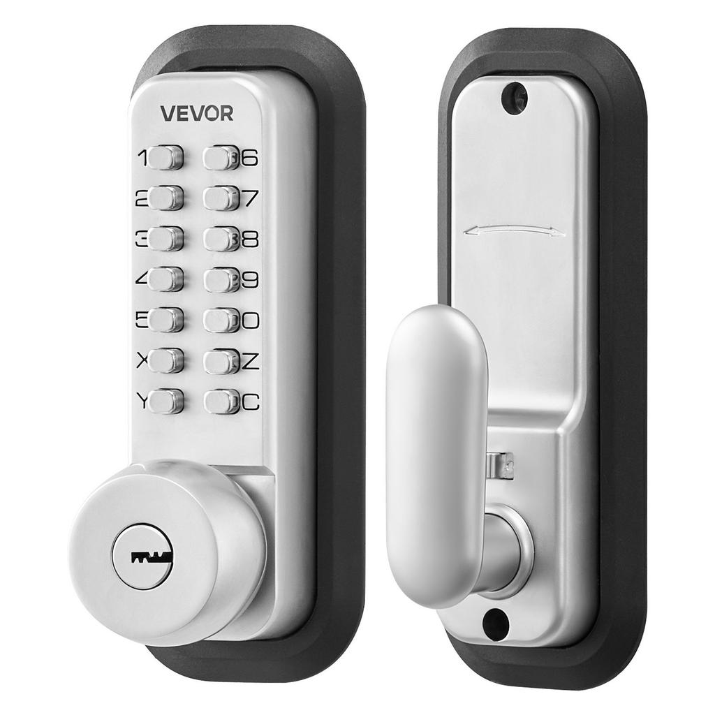 Mechanical Keyless Entry Door Lock, 2.0 Code Upgrade, 4-7 Digits Code, Single-Sided Push Button Combination Mechanical Keypad Door Knob, Auto Locking,