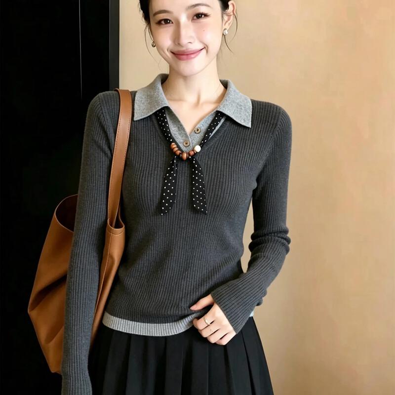 La Chapelle Women's Polo Collar Knit Top