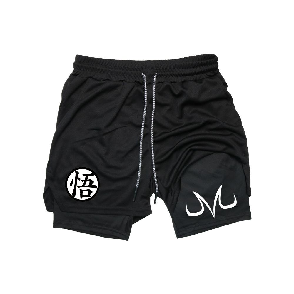 Аниме спортивные шорты для мужчин и женщин фитнес манга принт 2 в 1 спортивные шорты для тренировок быстросохнущие сетчатые шорты