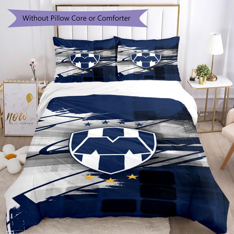 C.F.Monterrey Football Crest Art Printed Pattern Duvet Cover Set – includes 1 duvet cover and 2 matching pillowcases Bedroom decor Christmas gifts