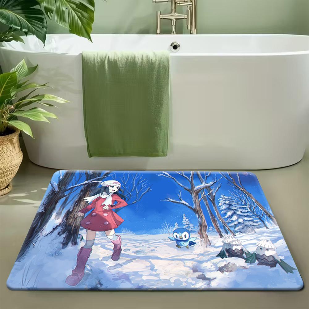 Pokemon Gengar Starry Night Van Gogh Style Print Non-Slip Doormat, Absorbent Floor Mat for Home Decor