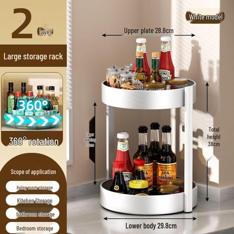 Rotating Kitchen Spice Rack: Stainless Steel Tray for Oil, Salt, Soy Sauce, Vinegar, and Seasonings