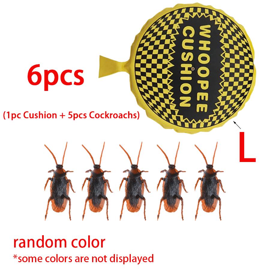 6pcs Trickery Fart Cushion & Simulated Cockroach Kit Prank Game Props Atmosphere Creating Tool for Party Birthday Festival XJM