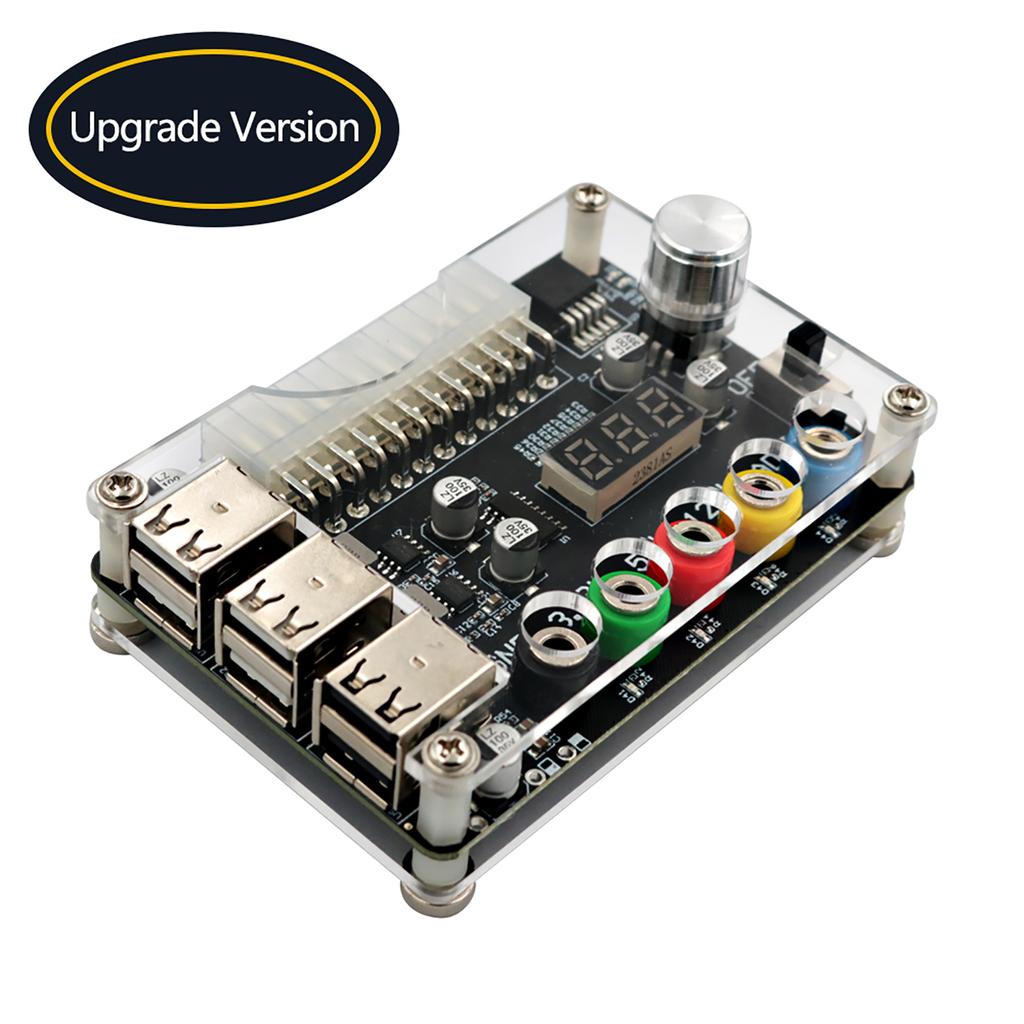 6USB2.0 ATX24P Коммутационная плата блока питания Ручка регулировки напряжения 3,3 В, 5 В, 12 В; Акриловый корпус с выходным напряжением 1,8–10,8 В