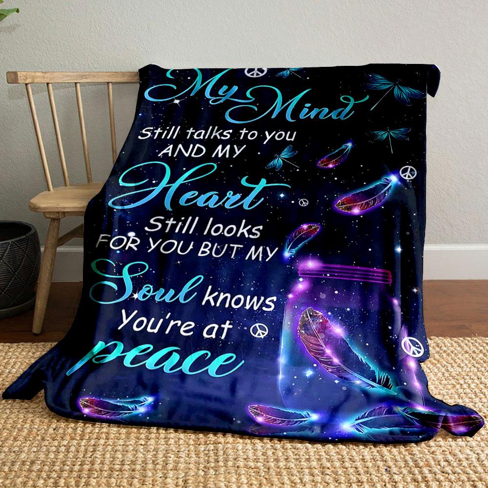 My Mind Still Talks To You Memorial Blanket bedroom Blanket for Livingroom Couch lunch break Soft throw for Friend's festival Gift