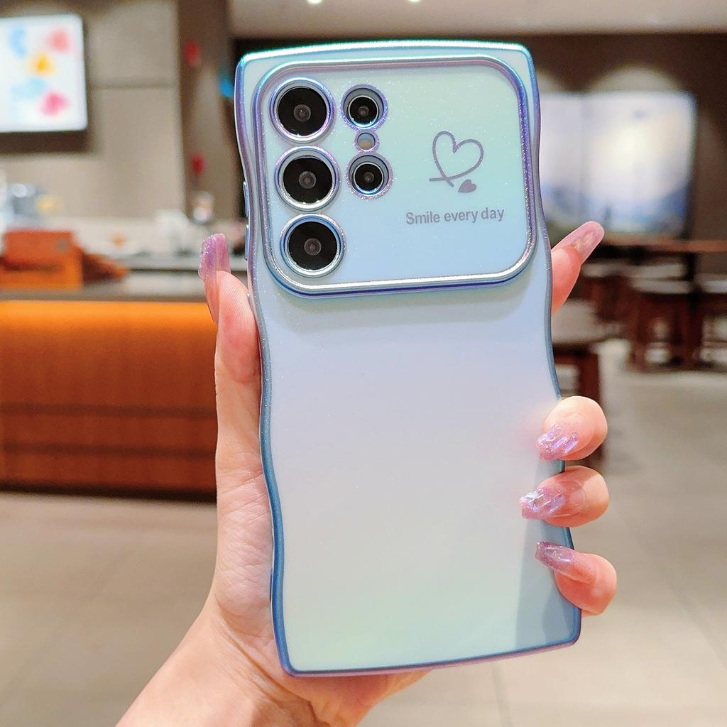 Красочные шелковые волны подходят для чехла для мобильного телефона Samsung S25 Ultra S24FE Гальванизированный защитный чехол с сердечками