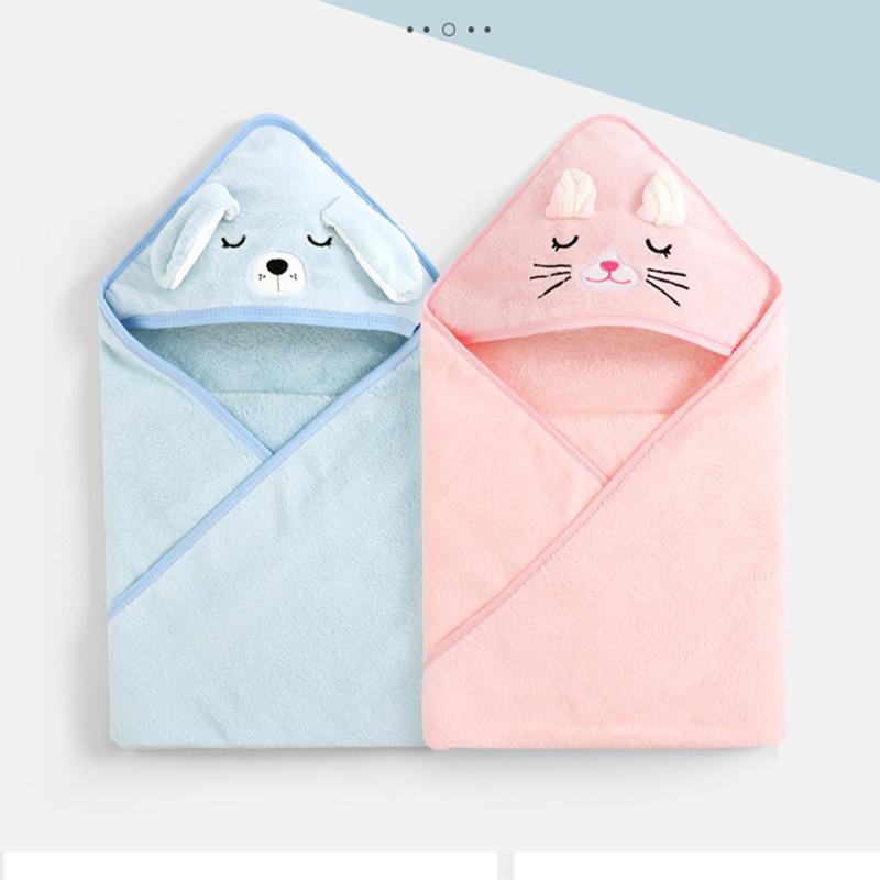 Cartoon Baby Bath Towels for Body Hooded Coral Fleece Kids Bathrobe Newborn Swaddle Wrap Baby Blankets for Girls Boys