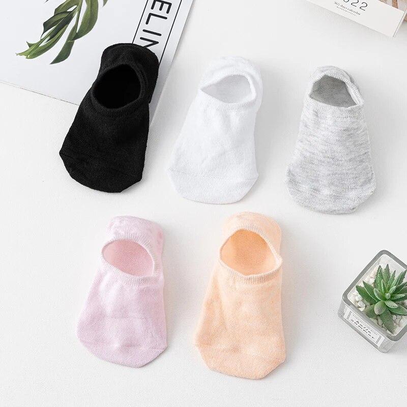 5 пар женских однотонных носков-лодочек, невидимые низкие силиконовые противоскользящие носки, летние носки с защитой от натирания щиколотки