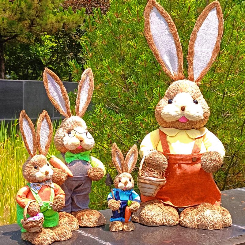 35CM Handmade Woven Rabbit Christmas Ornament - Intangible Cultural Heritage Souvenir