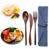 New Spoon Fork Portable Reusable Bamboo Flatware With Bags Wooden Cutlery