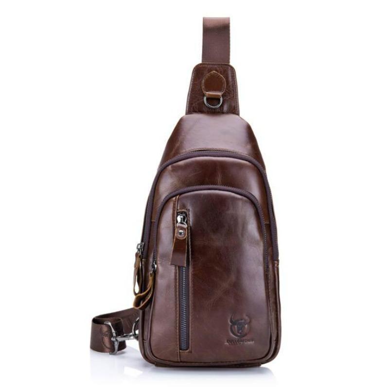 BULLCAPTAIN Genuine Leather Crossbody Bags Men Leather Shoulder Men Chest Bags Fashion Travel Handbags Man Messenger Bag Male