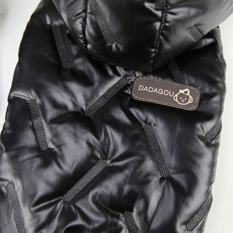 Winter Dog Cotton Coat Small Breeds Like Teddy Dogs Thick Warm Two-Legged Pet Apparel Black
