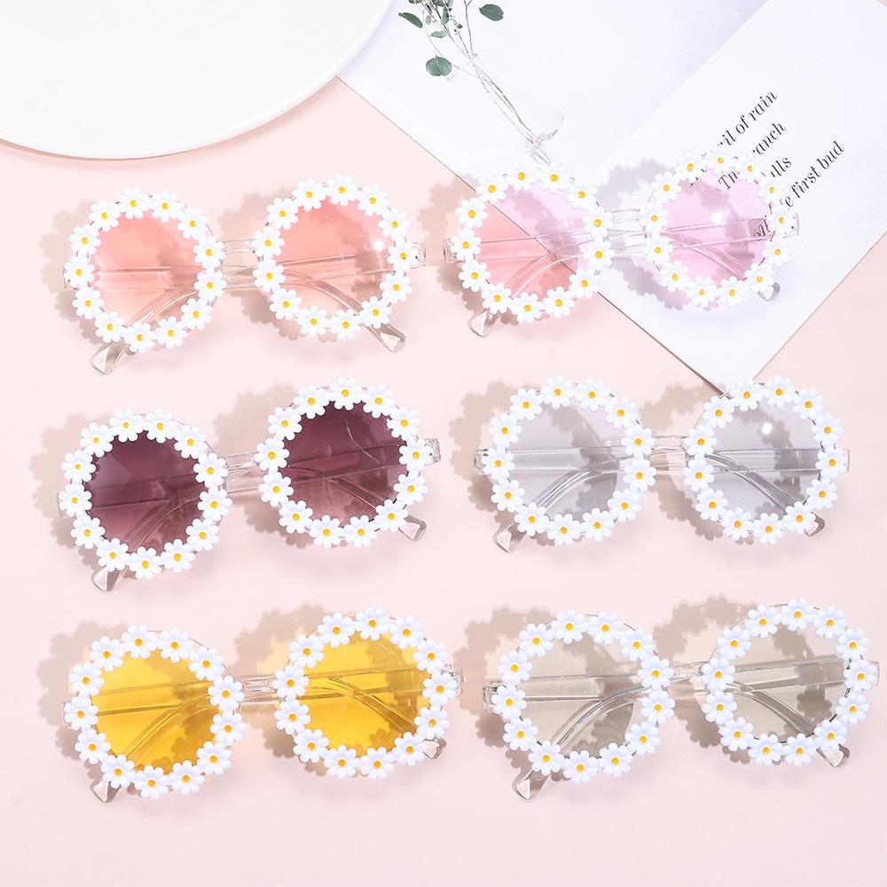 Fashion Disco Party Flower Sun Glasses Round Frame Daisy Sunglasses for Women Shades