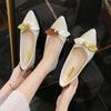 Fashion Woman Flats Pointed Toe With Bow Moccasins Office Quick Delivery Y2k Shoes for Women Chic Point On Sale 2025 Trend Discount Shoe